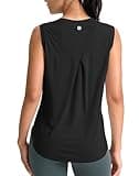 SANTINY Women's Sleeveless Workout Tops Breathable Lightweight Active Tennis Yoga Shirts Athletic Running Tank Tops for Women (Black_S)
