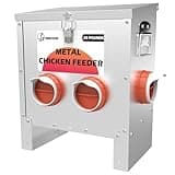 Kinchoix Metal Chicken Feeder Large Capacity 25lbs Automatic Metal Chicken Feeders No Waster Weatherproof Poultry Feeder for Chickens, Geese, Ducks, Turkeys (4-Port)