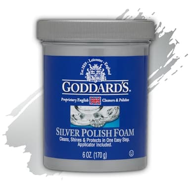 Goddard’s Silver Polish Foam – Silver Jewelry Cleaner for Antiques, Accessories, Ornaments & More – Silver Cleaner for Silverware Protection – Tarnish Remover for Jewelry w/Sponge Applicator (6 oz)