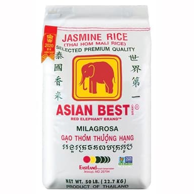 Asian Best Premium Select Authentic Jasmine Rice, 50 Pound Bag