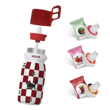 VEEVA Scented Water Bottle (16oz) with 3 aroma pods + straw. Leak-proof, BPA-free, keeps water cold for 6 hours. Perfect for school, gym, sports Zero sugar, zero calories, fun hydration for all