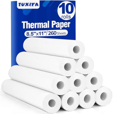 10 Rolls Thermal Printer Paper 8.5"x11" US Letter Size, BPA free Quick-Dry Thermal Paper,Thermal Printing Paper Rolls Compatible Most Portable Printers(About 260 Sheets)