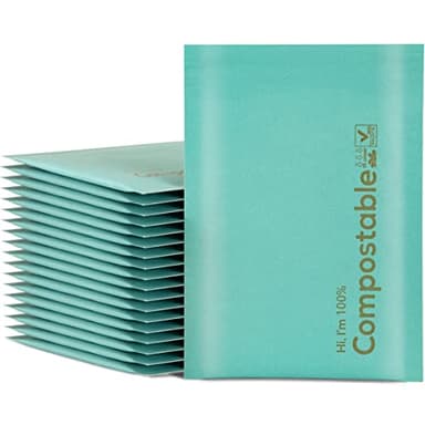6x10 100% Biodegradable Bubble Mailers,25 Count Teal #0 Compostable Padded Packaging Wrap Envelopes Pouches Eco Friendly Self Seal Bags