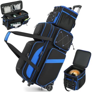 FFOGH 4 Ball Bowling Bag with Wheels, 3 Ball Roller with Add-on Single Tote
