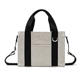 Canvas Tote Bag for Women With Pockets,Laptop Crossbody Purses Everything Everyday Bag Handbags (Small Black)