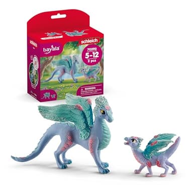 Schleich Bayala - 2 PC Flower Dragon and Baby Toy Set - Cute Dragon Figurines for Girls and Boys - Durable Fantasy Pink and Blue Fairy Animal Figures - Fun Imaginative Play Toys - Kids Ages 5+ | 70592