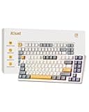 Kisnt Wireless Mechanical Keyboard,Creamy Sound Gasket Gaming with Bluetooth/2.4GHz/USB-C, 75% 85 Keys Custom Hot Swappable Compact for Win/Mac (Retro Beige,Linear Switch)