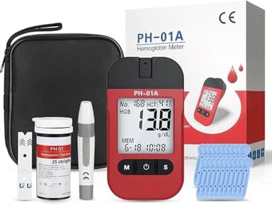 Hemoglobin Test Kits with 25 Hemoglobin Test Strips, Hemoglobin Test Meter Kit for Home Use, Home Hemoglobin Test Kit, Easy to Use.