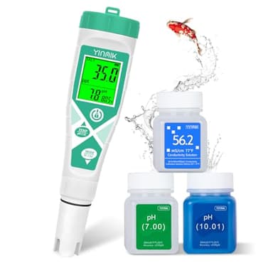 Aquarium pH Salt Tester, Digital Salinity Meter for Freshwater & Saltwater Fish Tank, Simultaneous display Salt pH TDS for Koi Pond, Reef Tank, Aquaponics PPM pH EC Reader, Hydrometer with S.G. Card