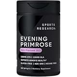 Sports Research Evening Primrose Oil (1300mg) Cold-Pressed with No fillers or Artificial Ingredients, Non-GMO Tested - Gluten and Soy Free (120 Liquid Softgels)