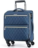 BAGSMART Underseater Carry On Luggage Airline Approved with Spinner Wheels, 16 Inch Luggage with TSA Lock, Overnight Rolling Softside Suitcases for Women, Navy Blue