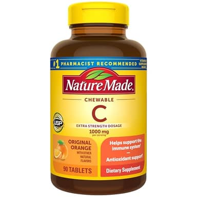 Nature Made Extra Strength Dosage Chewable Vitamin C 1000 mg per serving, Vitamin C Chewable Dietary Supplement for Immune Support, 90 Tablets, 45 Day Supply