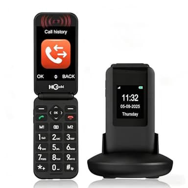 SilisoundTek 4G Flip Phone Unlocked, 2.8+1.5" Dual Screen Flip Phones for Seniors, SOS Button丨Speed Dial丨Large Fonts丨Charging Dock丨1400mAh Battery