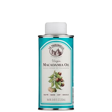 La Tourangelle, Virgin Macadamia Oil, High Smoke Point for Cooking, Sauté, Stir-Fry, Roasting, Baking, Face and Hair, Buttery Mild Taste, Cold-Pressed, 8.45 fl oz