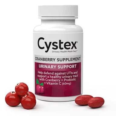 Cystex Cranberry Urinary Health Supplement - 3-in-1 UTI Protection with Probiotics, Prebiotics, & Vitamin C - Supports Vaginal pH, Yeast Balance, & Urinary Health - Fast-Acting - Sugar-Free - 75-Count