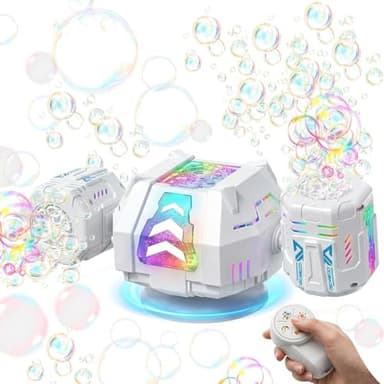 Fitrobust Bubble Machine, Rechargeable Dual-Nozzle Bubble Machine with Remote Control, 30000+ Bubbles Per Minute, RGB Lights, Bubble Machine for Kids, Weddings, Birthday Parties, Outdoor Activities