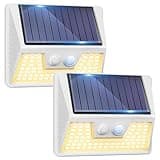 vighep 2 Pack Solar Motion Lights Outdoor, Waterproof Fence Lights Solar Powered with 3 Lighting Mode, Soft White LED Step Lights for Outside Wall Yard Deck Stairs Garden- White, YHM03A