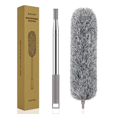 SetSail Extra-Long Dusters with Extension Pole 100-inch for Cleaning, Bendable Microfiber Head Washable Ceiling Fan Duster for High Ceilings, Furniture