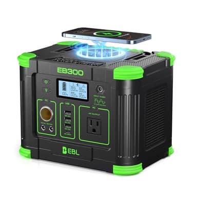 EBL Portable Power Station 300W 288.6Wh Solar Generator with 330W AC Outlet, SOS LED Light, Wireless/DC/USB-C Charging Backup Battery for Camping, Outdoor, Home Blackout, RV Travel