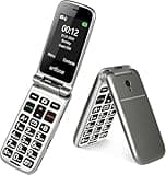 artfone 4G Flip Phones for Seniors, Unlocked Flip Phone with Talking Numbers, 2.4" HD Display, Time Reporting, Clear Sound, SOS Button, 1300mAh Battery, Charging Dock, Large Font, Speed Dial, Grey
