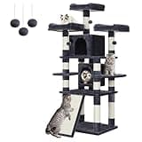 FEANDREA 67-Inch Multi-Level Cat Tree for Large Cats, with Cozy Perches, Stable, Smoky Gray UPCT18G