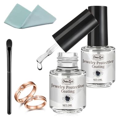 OverZyn Jewelry Protective Coating, Jewelry Shield, Transparent and Quick-Drying, Enhances The Shine of Jewelry and Protects it from Wear and Oxidation, 5ml*2