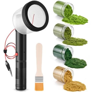 Tioncy Mini Static Grass Applicator Flocking Kit with Anti Slip Handle and 4 x 60g Colors Grass, Diorama Making Supplies, DIY Model Train Accessories Miniatures Landscape Craft(Curved Head)