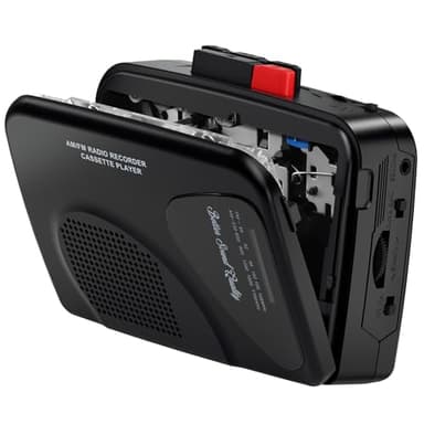 Cassette Player Tape Recorders AM/FM Radio, Portable Tape Player Records Built in Speakers Manual Record - 2AA Battery Or DC 5V Supply with 3.5MM Earphone- Black