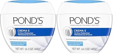 Pond's Crema S Nourishing Face Moisturizer for Women, Skin Care Facial Moisturizer Cream for Dry to Very Dry Skin, Nourishes for up to 24 hours 14.1 oz (Pack of 2)