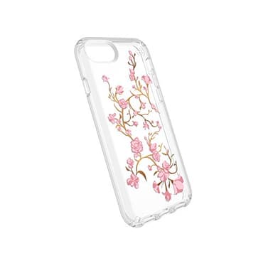 Speck Products iPhone SE (2022)| iPhone SE (2020)| iPhone 8| iPhone 7 Presidio Clear + Print Case, IMPACTIUM 8-Foot Drop Protected iPhone Case that Resists UV Yellowing, Golden Blossoms Pink/Clear