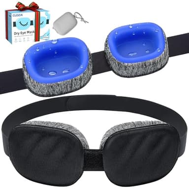 CLOZIA Eye Mask for Dry Eyes - 100% Blackout Dry Eye Mask & Moisture Goggles - Adjustable Sleeping Mask for Men & Women - Removable Cleaning Silicone, Soft & Comfortable - Great for Travel, Shift Work