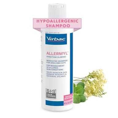 Allermyl Piroctone Olamine Medicated Pet Shampoo - Hypoallergenic Shampoo for Dogs and Cats, Soothing and moisturizing Dog Shampoo for Allergic Skin (by Virbac)