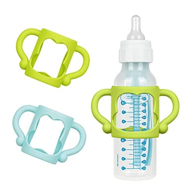 Aolso Silicone Baby Bottle Handles, 2PCS Bottle Handles for Dr Brown Narrow Bottles, Easy Grip Handles to Hold Baby Bottle, Easy Carry Handle Lightweight Bottle Handle(Green/Blue)