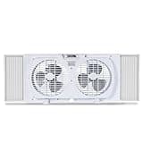 BLACK+DECKER 9" Dual Window Fan for Window Screen with 2 Speed Settings, Twin Window Fan with Mechanical Controls and Removable Legs, Horizontal Cooling Fan for Window