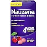 Nauzene Non-drowsy Upset Stomach & Nausea Relief Chewable Tablets - Fast-Acting Relief in 4 Minutes - Doctor Recommended - Wild Cherry Flavor, 42 ct