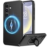 FUNMIKO for Samsung Galaxy S24 Plus Case,Wireless Charging Compatible,Built-in Strong Magnetic Kickstand,Military-Grade Shockproof Protective Phone Case for Men Women Girls,Black