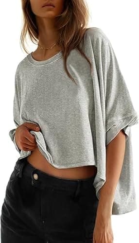 Dokotoo Womens T Shirts Summer Shirts Women's Plus Size Crop Tops Trendy Cute Ladies Clothing Fashion 2025 Fall Outfits Clothes Workout Oversized Tshirts Casual Women Blouses Beach Graphic Tees