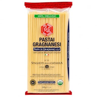 Pastai Gragnanesi Spaghetti alla Chitarra, 17.6 oz (500 g), Organic Italian Pasta di Gragnano IGP, Italian Spaghetti, Wheat Spaghetti, Slow Dried Pasta, Traditional Chitarra Shape