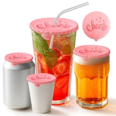 Women's Drink Covers for Alcohol Protection: 50Pcs Pink Disposable Foil Cup Lids, Anti-Spiking Drink Protectors for Bachelorette Party, 21st Birthday, Girls Night Out