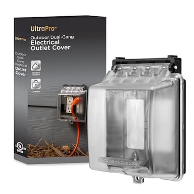 UltraPro Outdoor Electrical Outlet Cover, Dual Gang Outdoor Outlet Cover Weatherproof Enclosure, Rated for Wet Locations, Outdoor Electrical Box Waterproof Plug Covers, Black, 82614-T1