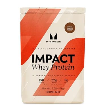 Myprotein Impact Whey Protein Powder, 2.2 Lbs (31 Servings) Mocha, 22g Protein & 5g BCAA Per Serving, Shake for Superior Performance