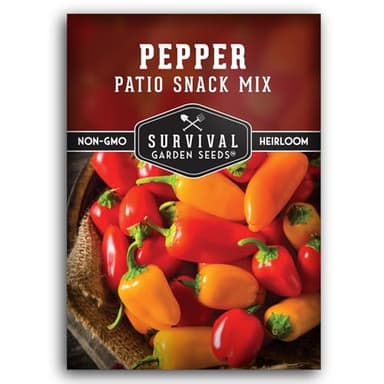 Patio Snack Mix Mini Sweet Pepper Seeds for Planting | Compact Lunchbox-Style Heirloom Variety – Non-GMO Container Garden Peppers – Survival Garden Seeds (1 Pack)