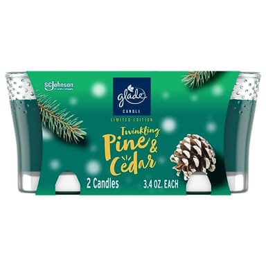 Glade Candle Jar, Air Freshener, Twinkling Pine & Cedar, 3.4 oz, 2 Count