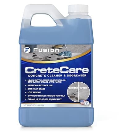 Fusion CreteCare: The Ultimate Concrete Cleaner and Driveway Oil Stain Remover for Garage Floors - Oil and Grease Remover, Super Clean Degreaser, and Outdoor Concrete Stain Solution (128 Fl Oz)