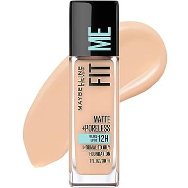 Maybelline Fit Me Matte + Poreless Liquid Oil-Free Foundation Makeup, Nude Beige, 1 Count (Packaging May Vary)