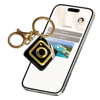 VALARTS NFC VTagID Keychain Digital Business Card – Instantly Share Contact, Instagram & Social Media – Ntag213 (Black & Gold)