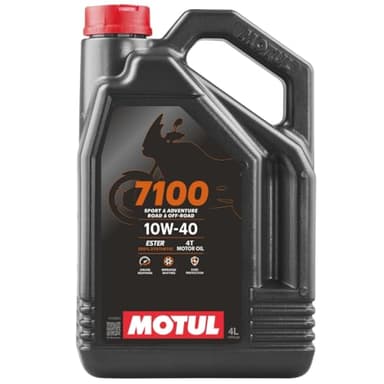 Motul 7100 4T 10W-40 Full Synthetic Motorcycle Oil - Ester Technology - API SP JASO MA2 Wet Clutch Safe - Engine and Gearbox Protection for Street Sport Adventure 4L
