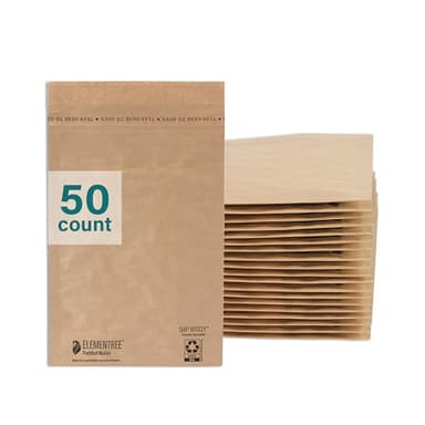Elementree Small Recyclable Kraft Paper Padded Mailers 7" x 9" (Size #0) - 50 Brown Padded Mailing Envelopes - Flexible Padded Envelope Inner Eco-Cushioning - Made in the USA (01910)