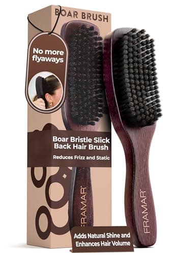 FRAMAR Slick Back Hair Brush Boar Bristles – Slick Back Brush, Smoothing Hair Brush For Women, Boar Bristle Hair Brush For Fine Hair, Slickback Brush For Volume and Shine - Brown Velvet