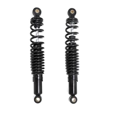 Minho Dual Rear Shock Absorbers with Adjustable Spring Preload in Heavy Iron Material Compatible with Chinese GY6 4-Stroke Engine Taotao ATV Go Kart,Black Color,310MM Length